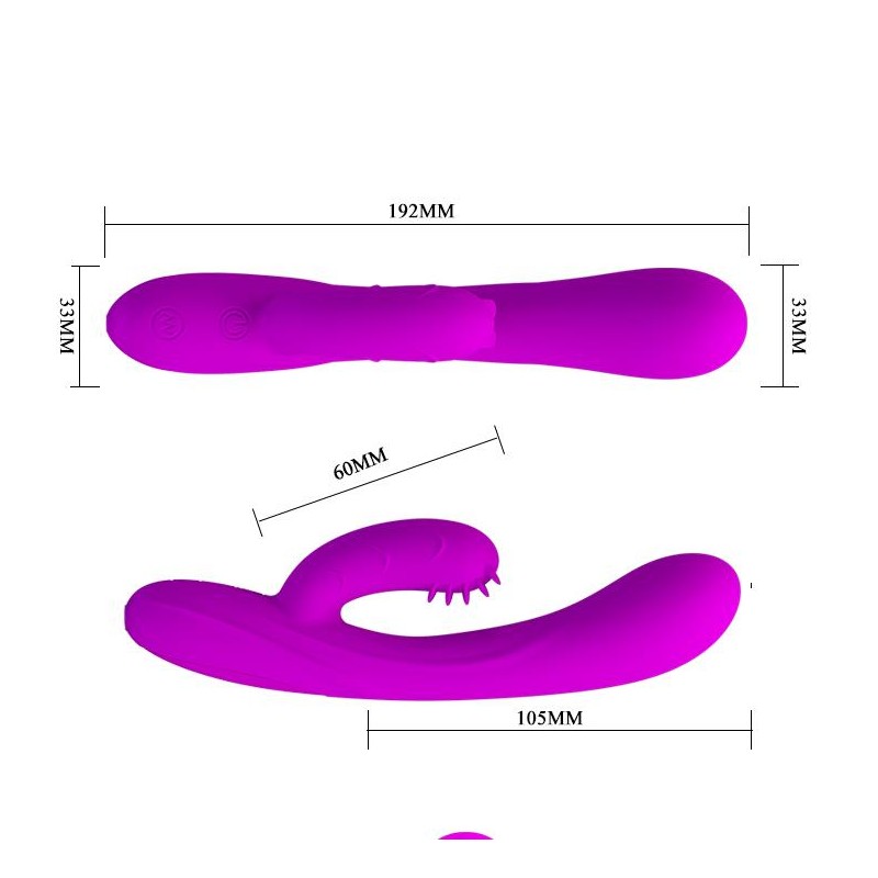 Wibrator z masażerem łechtaczki z wypustkami 19cm